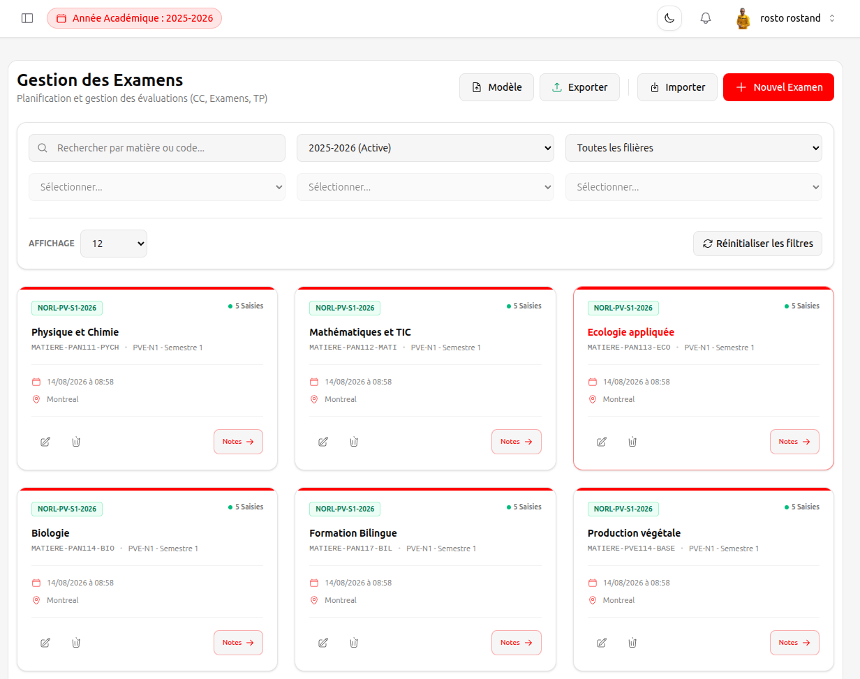 Gestion des Notes & CC